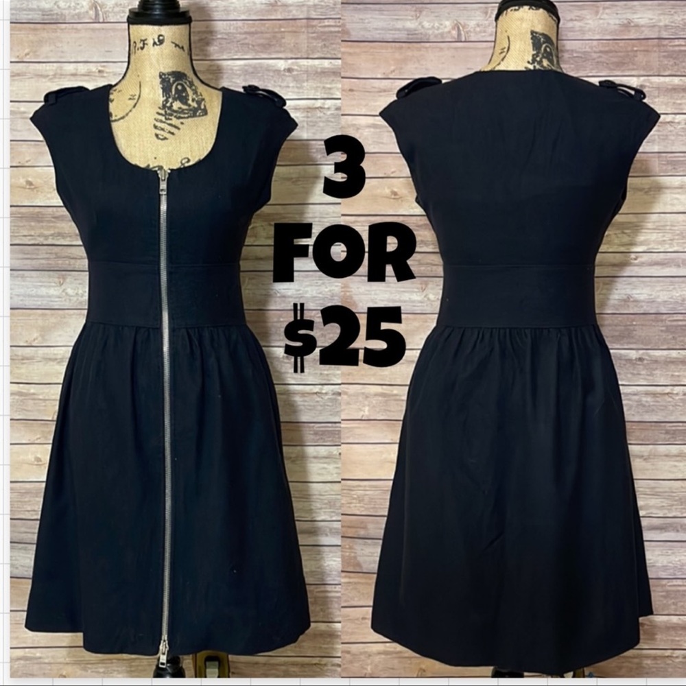 Club Monaco Navy Blue Wool Zipper Dress 2